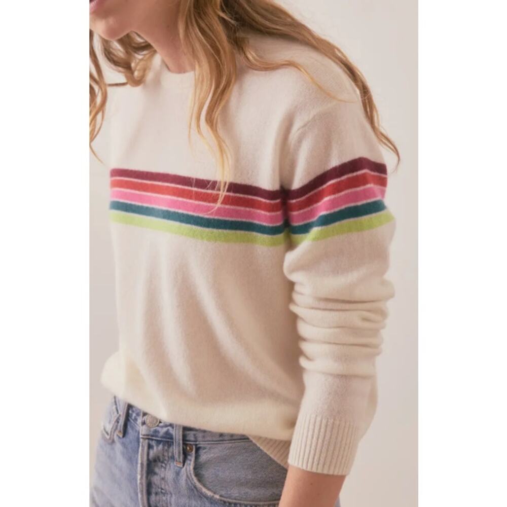 Marine Layer 100% Cashmere Striped Harper Sweater Pullover Cozy Retro Preppy Y2K - Picture 13 of 16